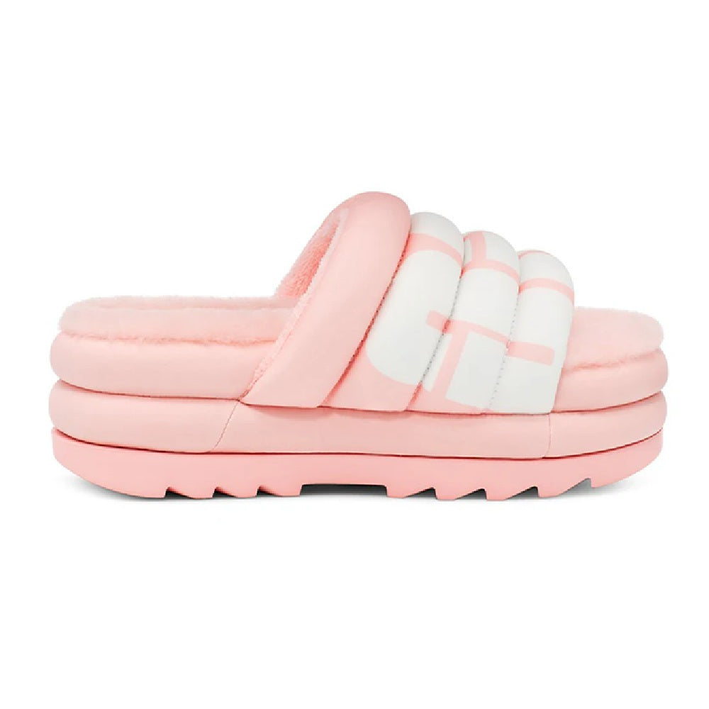 Women's UGG Maxi Slide Logo Pink Scallop (1127067-PSLP)