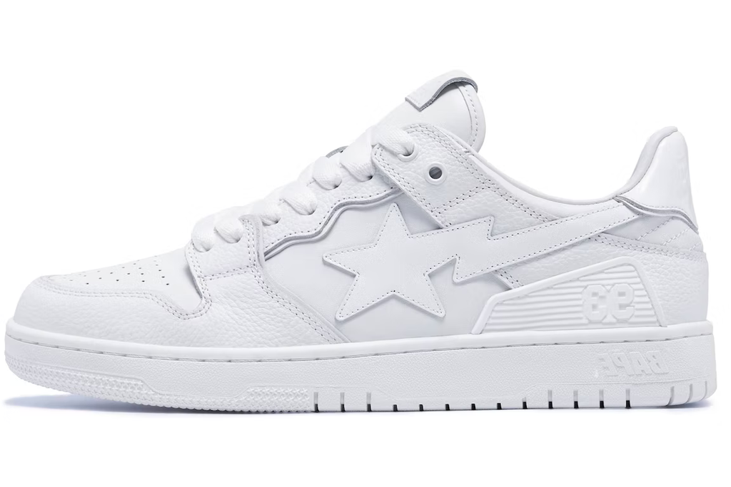 A Bathing Ape Bape Sk8 Sta Triple White Patent Leather