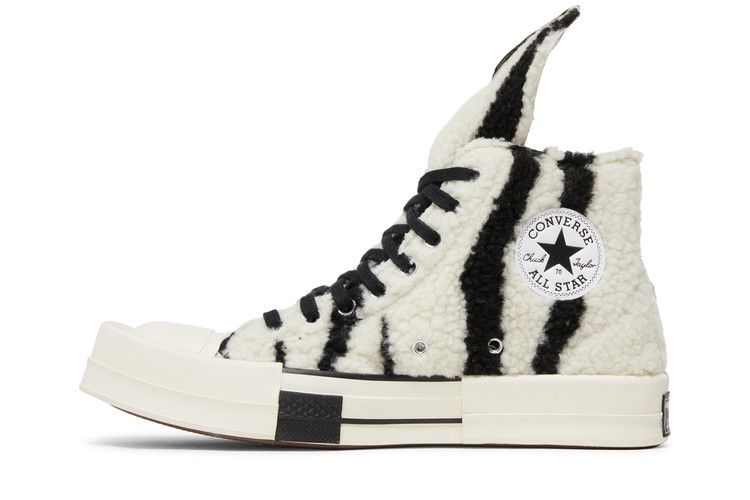 Converse TURBODRK Chuck Taylor All Star 70 Hi Rick Owens DRKSHDW Sherpa Zebra Print White Black