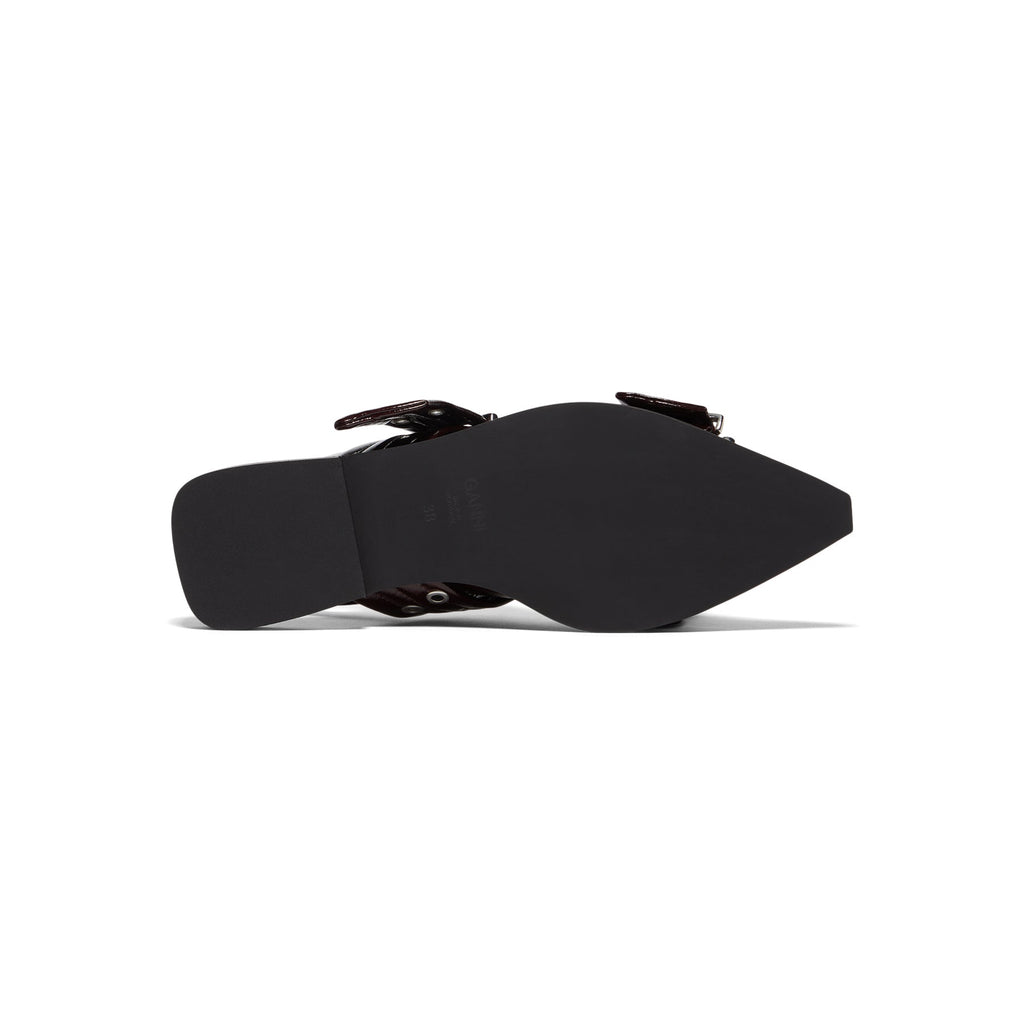 Ganni Feminine Buckle Ballerina Naplack (Burgundy)