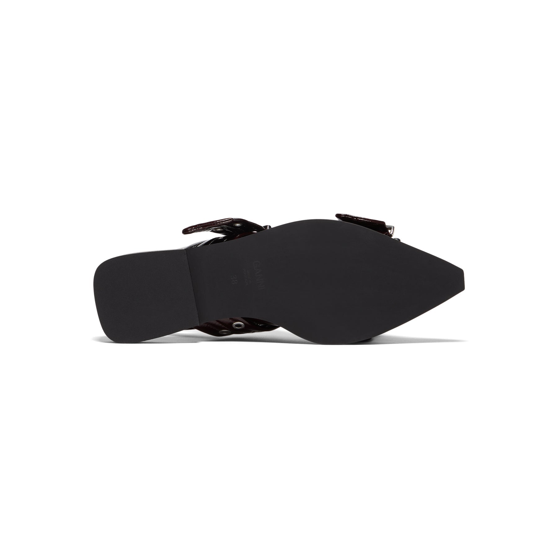 Ganni Feminine Buckle Ballerina Naplack (Burgundy)