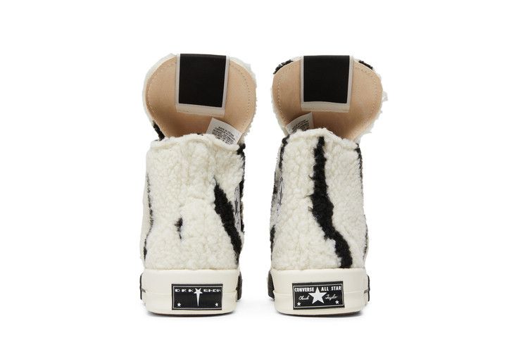 Converse TURBODRK Chuck Taylor All Star 70 Hi Rick Owens DRKSHDW Sherpa Zebra Print White Black