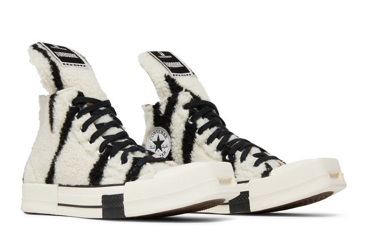 Converse TURBODRK Chuck Taylor All Star 70 Hi Rick Owens DRKSHDW Sherpa Zebra Print White Black