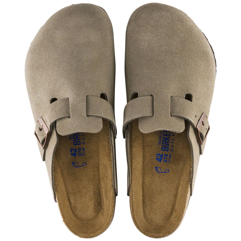 Birkenstock Womens Boston Soft Footbed Sandals - Taupe Suede