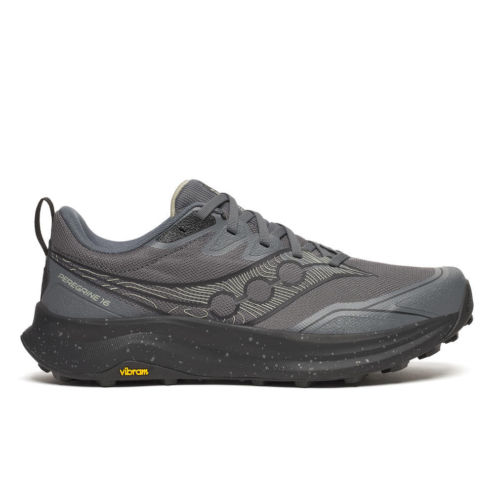 Saucony Men's Peregrine 16 Running Shoes in Carbon/Black (Wide)