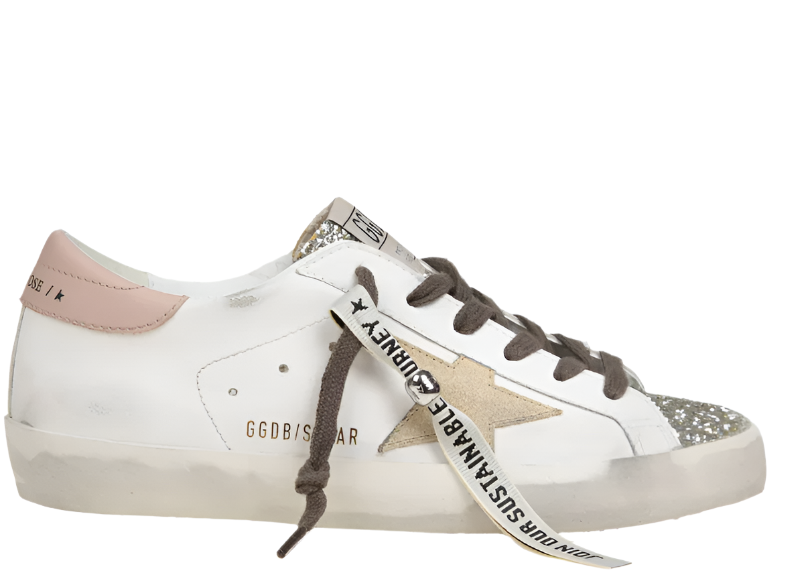 Golden Goose Super-Star Glitter White Platinum Yellow (Women'S)