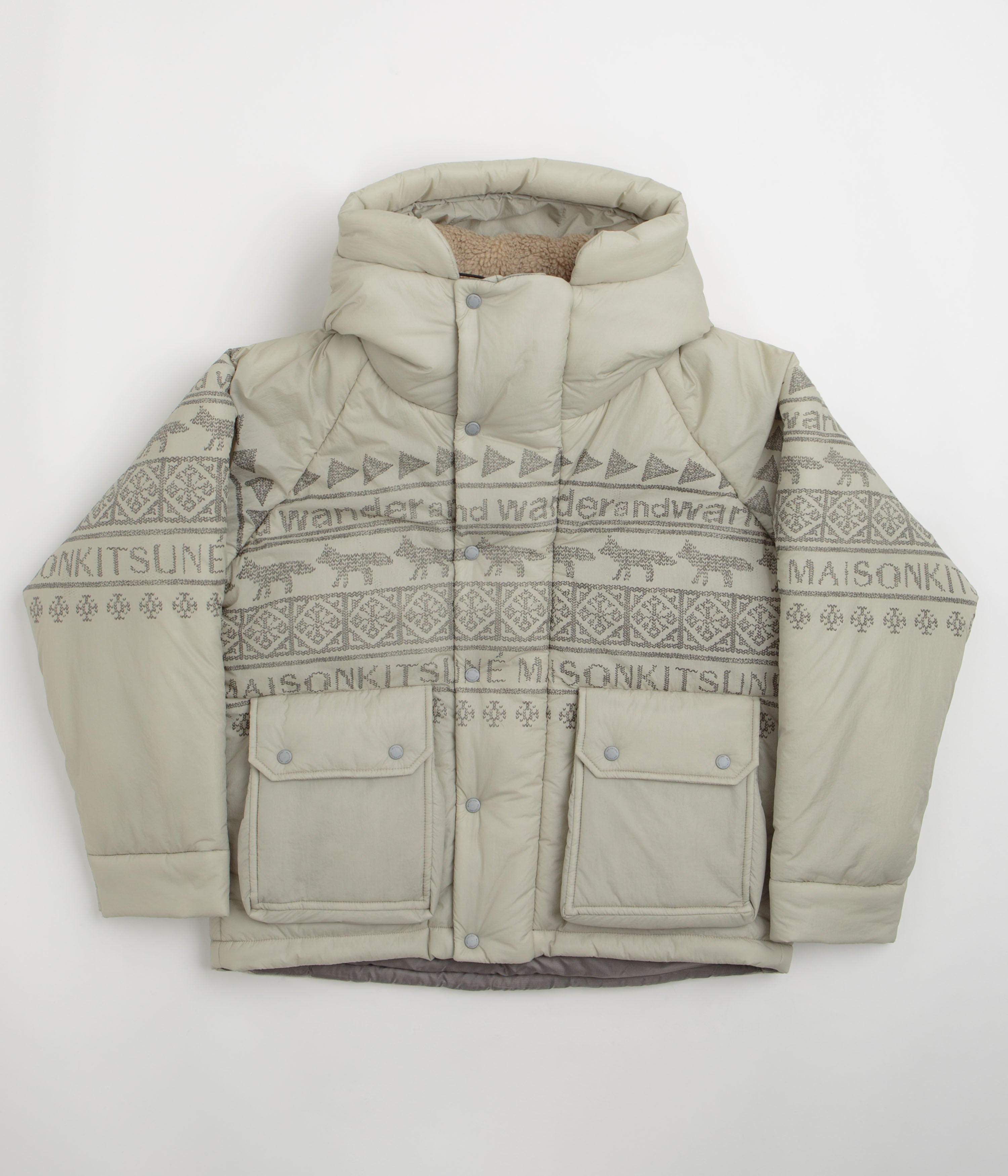 and wander x Maison Kitsune Nordic Border Insulation Jacket - Light Beige