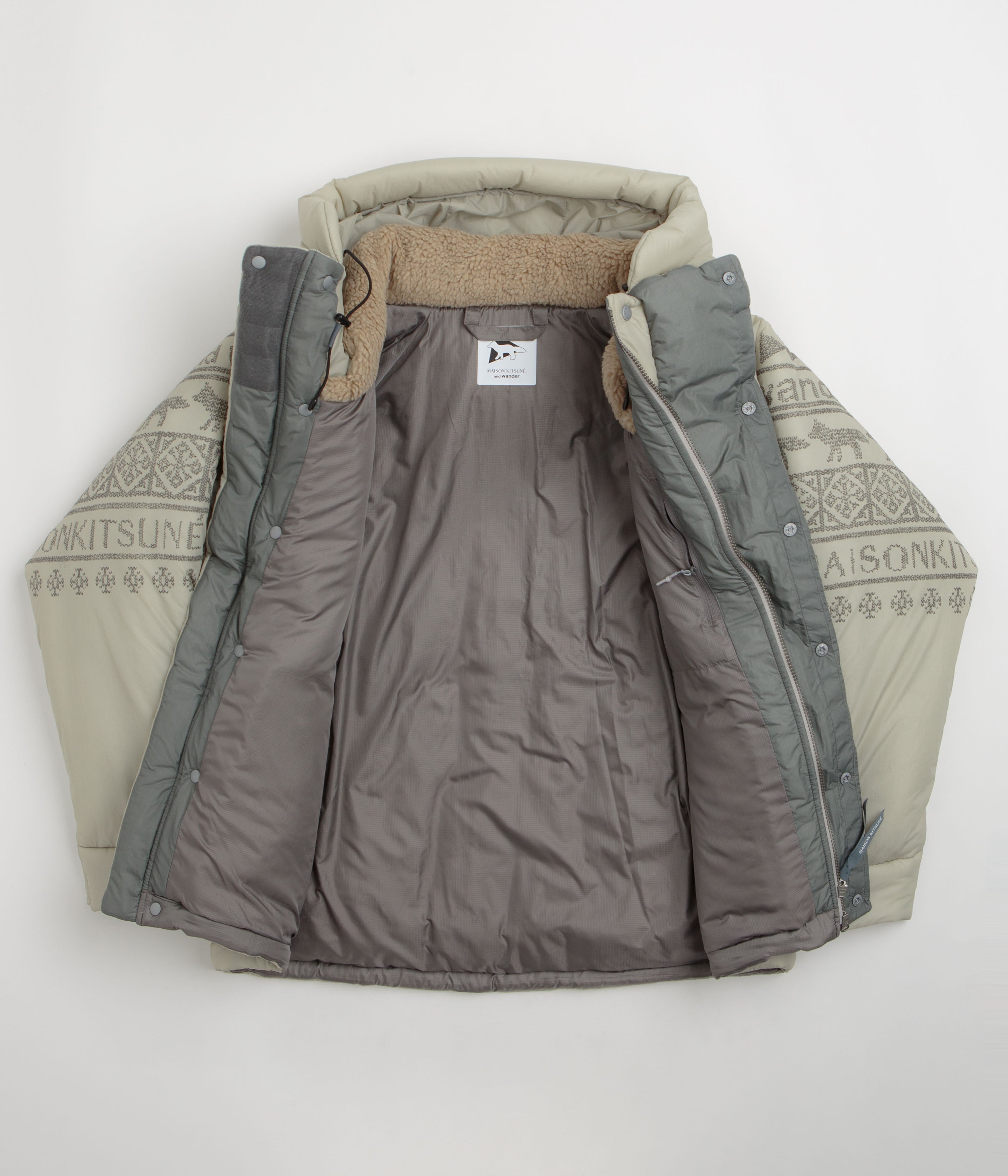and wander x Maison Kitsune Nordic Border Insulation Jacket - Light Beige