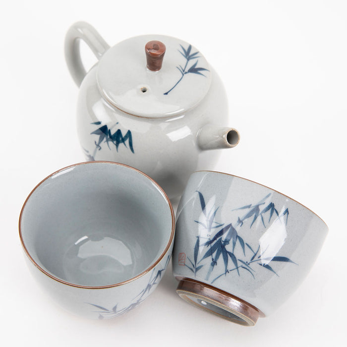 Bamboo Motif Hand-Painted Tea Set
