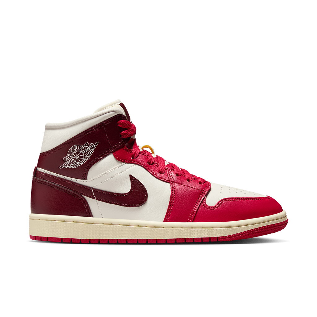 Women's Jordan 1 Mid Sail/Dark Team Red (BQ6472 119)