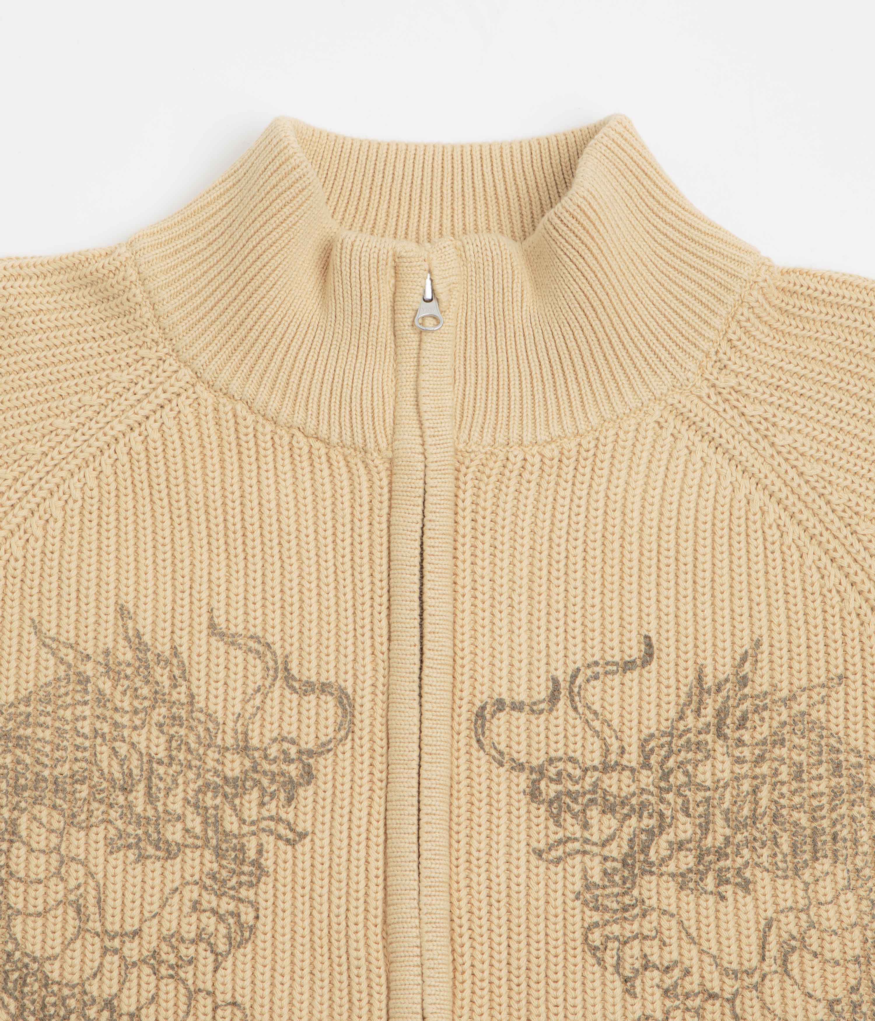 Butter Goods Dragon Zip-Thru Knit Sweatshirt - Sand