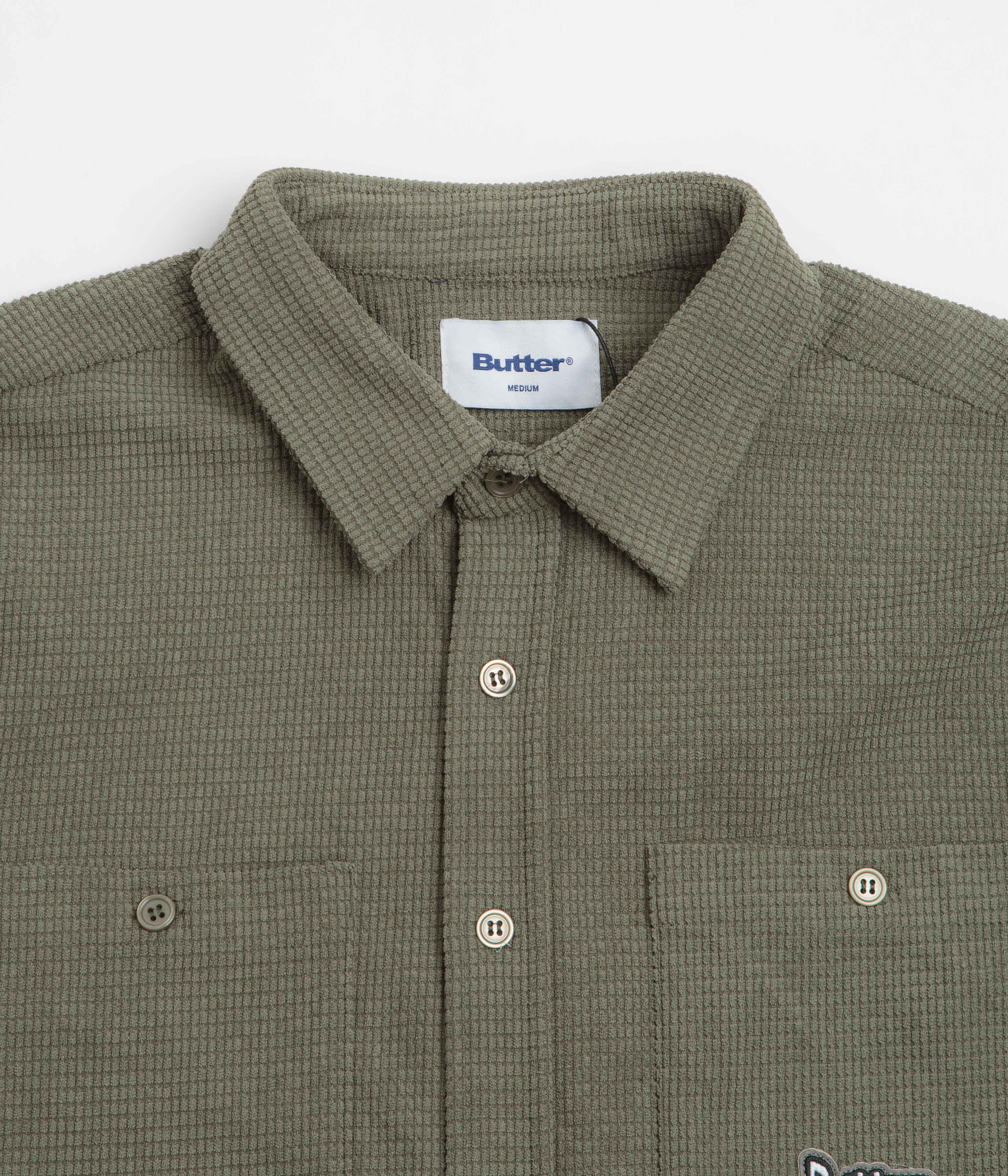 Butter Goods Grid Corduroy Overshirt - Olive