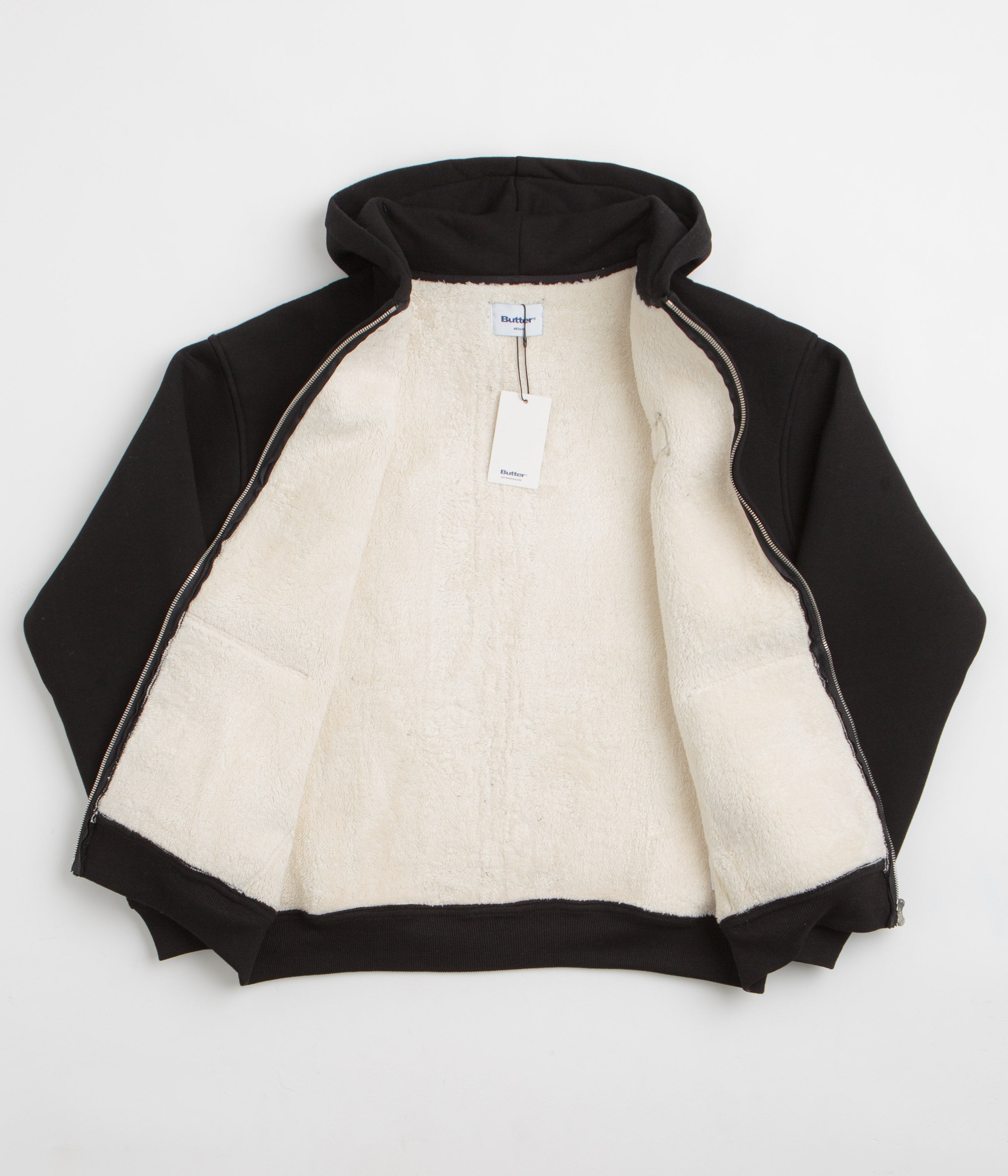 Butter Goods Pile Lined Zip-Thru Hoodie - Black