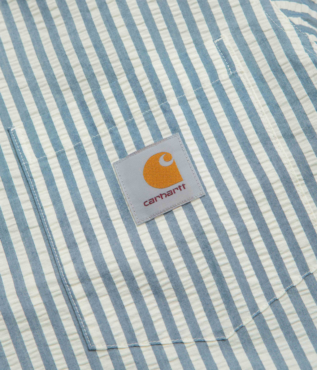 Carhartt Leavel Short Sleeve Shirt - Leavel Stripe / Blue River / Wax