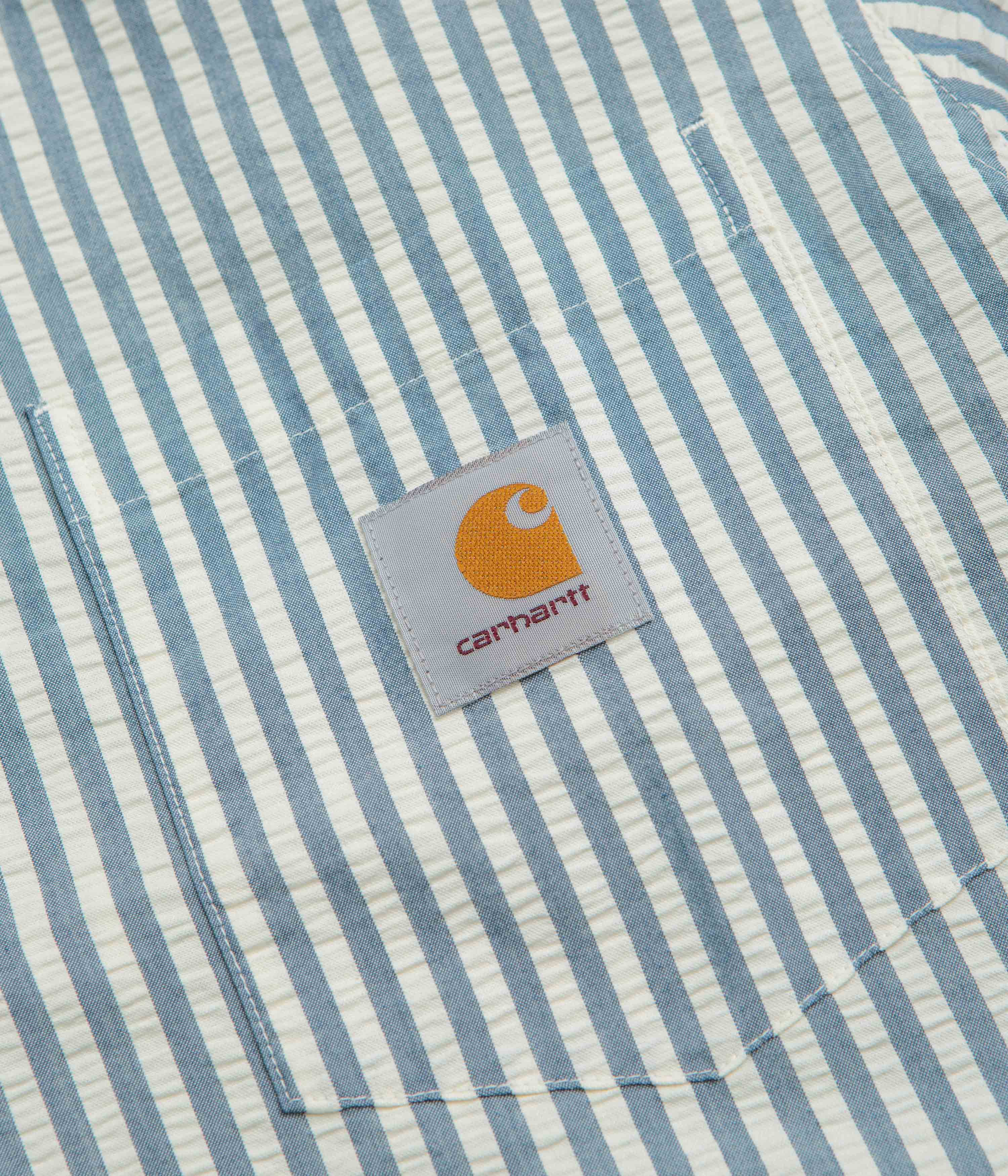 Carhartt Leavel Short Sleeve Shirt - Leavel Stripe / Blue River / Wax
