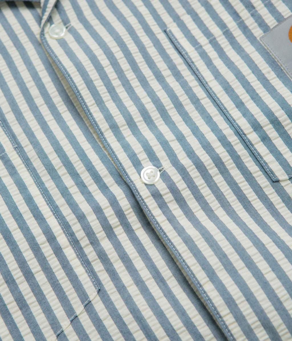 Carhartt Leavel Short Sleeve Shirt - Leavel Stripe / Blue River / Wax