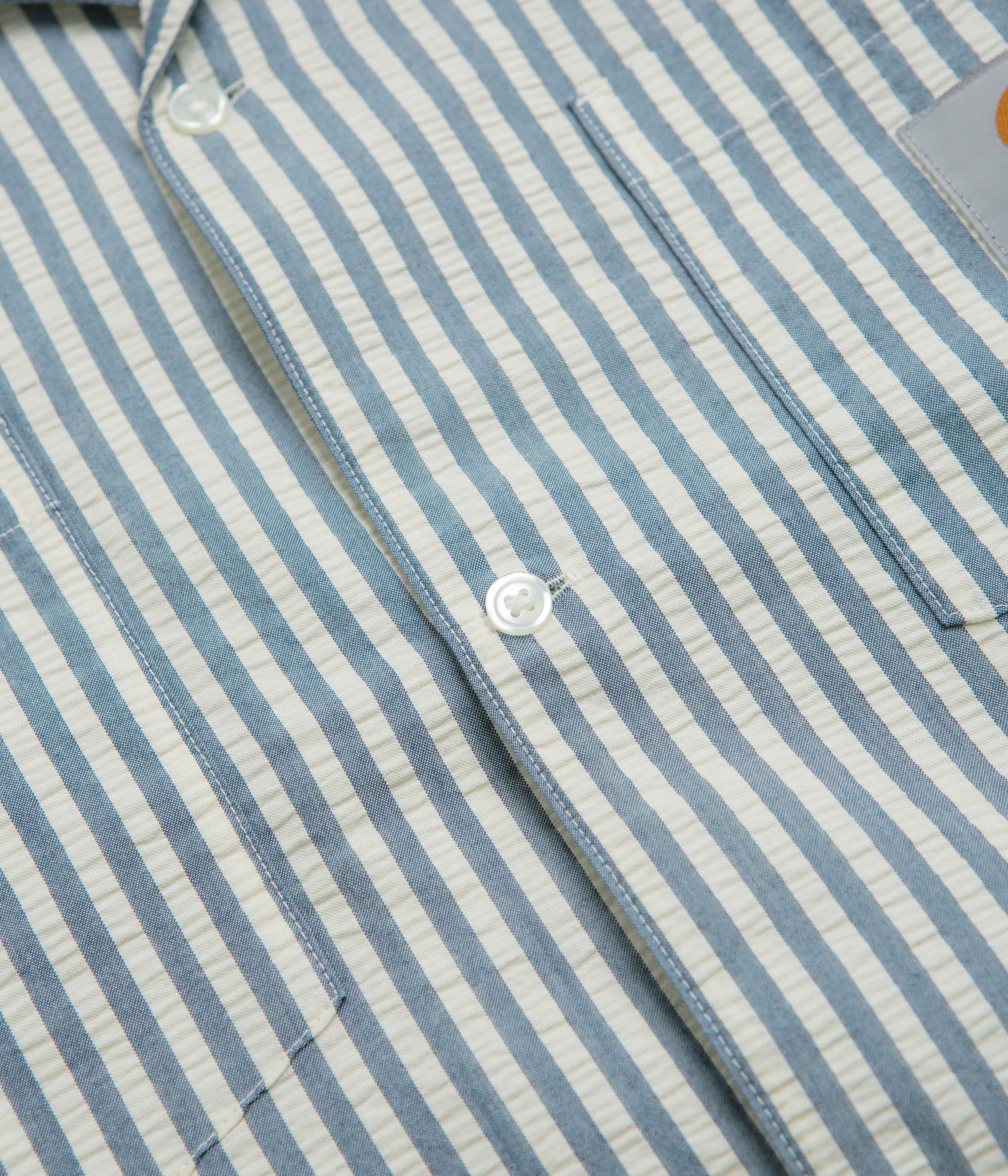 Carhartt Leavel Short Sleeve Shirt - Leavel Stripe / Blue River / Wax