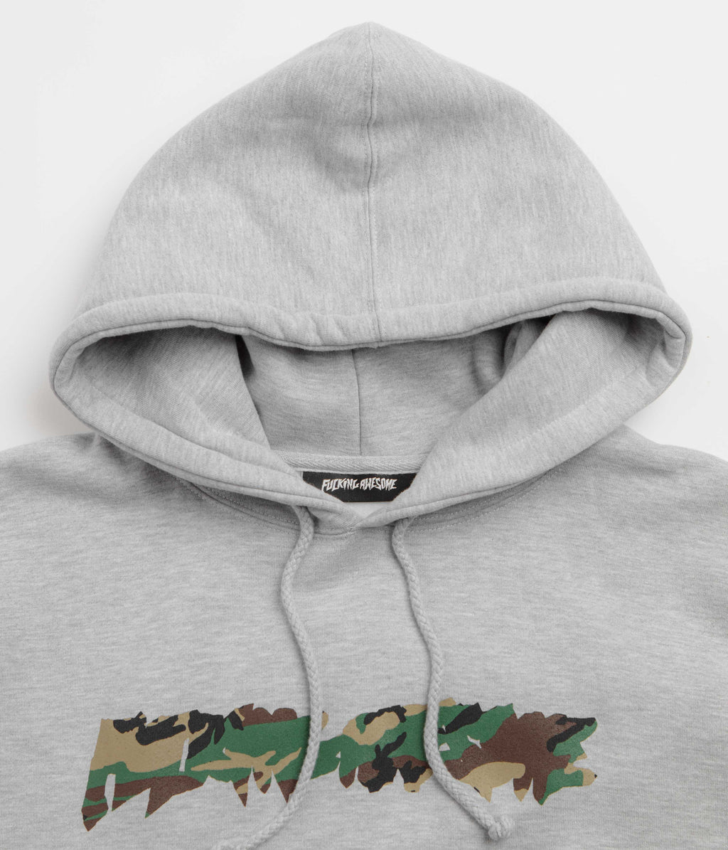 Fucking Awesome Camo Logo Hoodie - Ash Heather