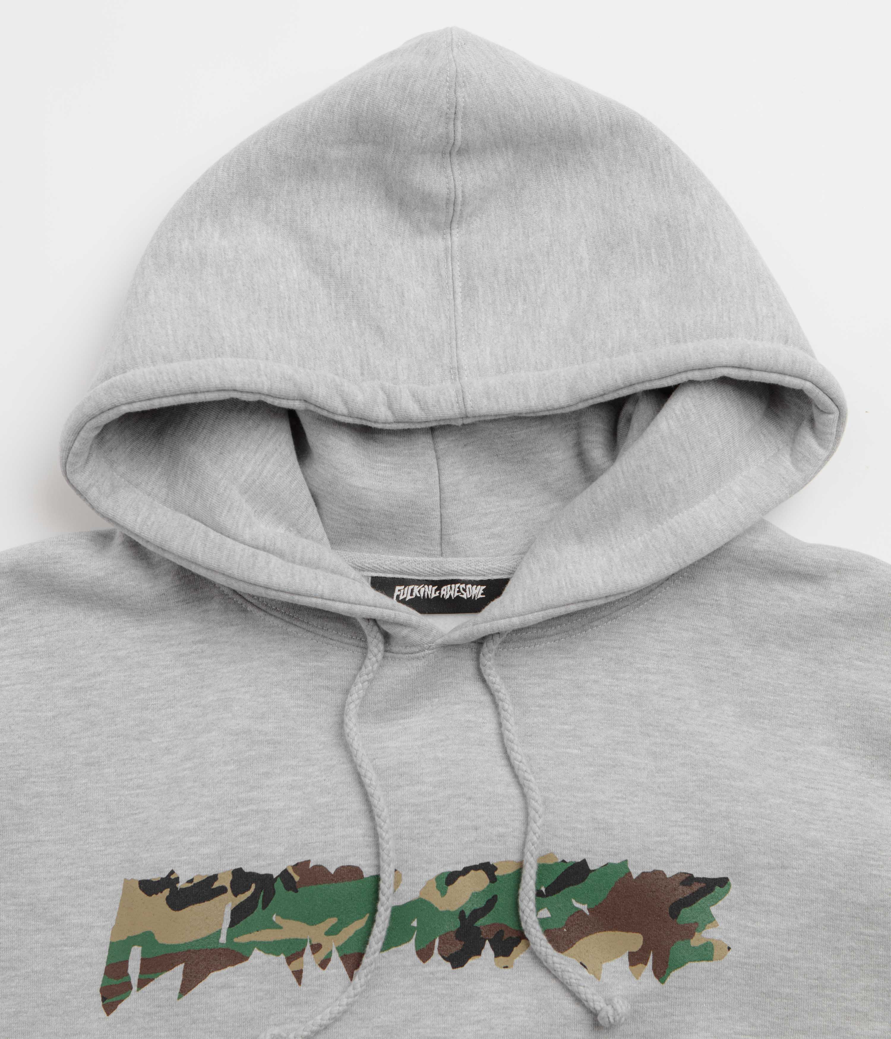 Fucking Awesome Camo Logo Hoodie - Ash Heather