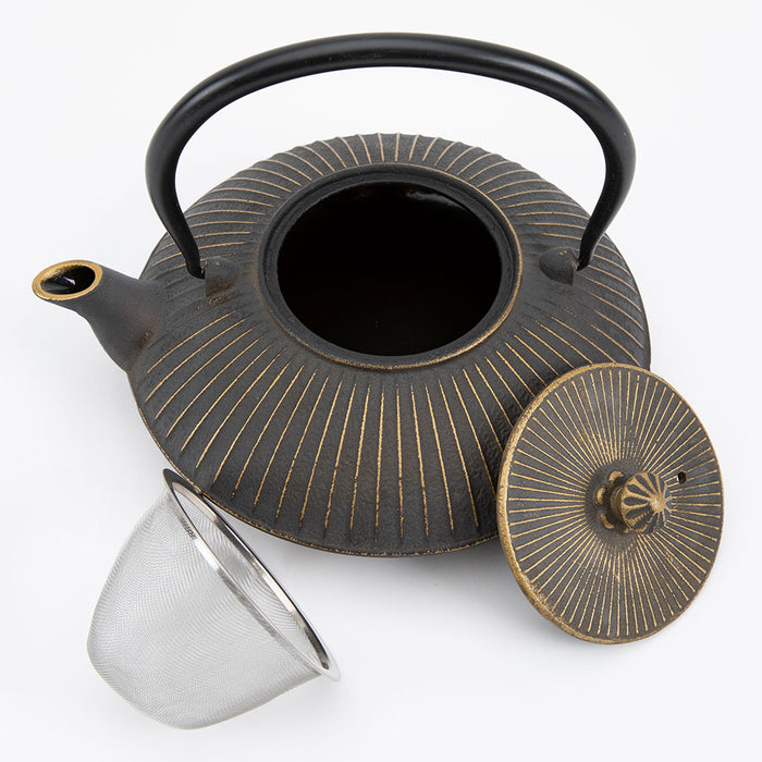 Gold & Gray Cast Iron Teapot