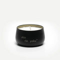 Black candle holder with 'shin rin yoku' text on a white background