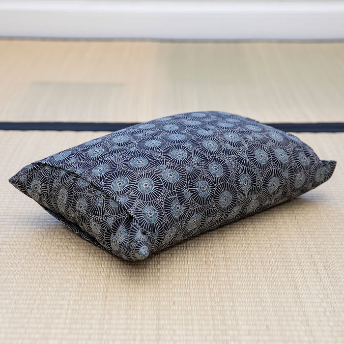 J-Life Higasa Navy Buckwheat Hull Pillow - COVER ONLY
