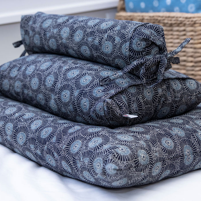 J-Life Higasa Navy Buckwheat Hull Pillow