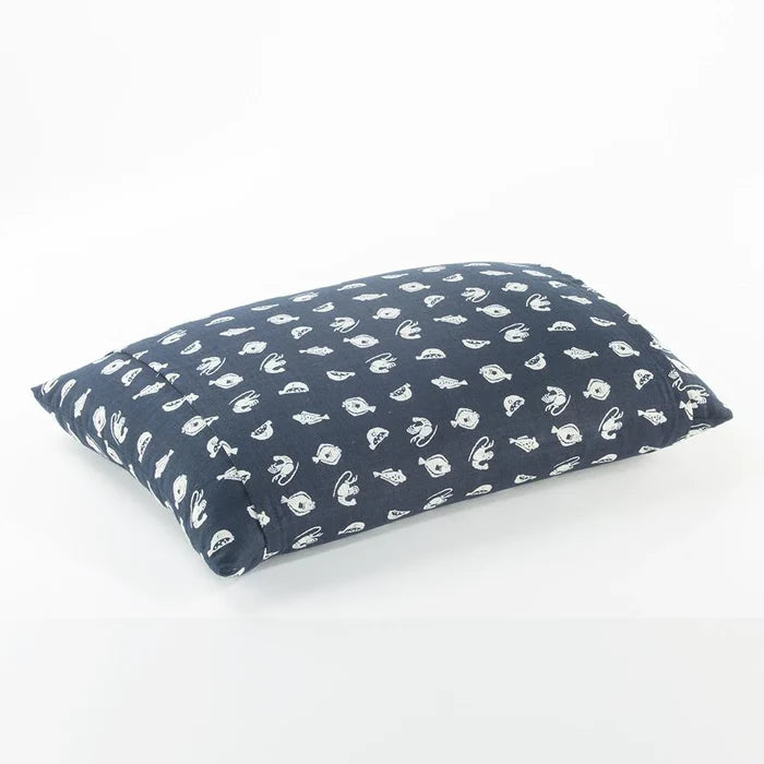 J-Life Marin Navy Buckwheat Hull Pillow - COVER ONLY