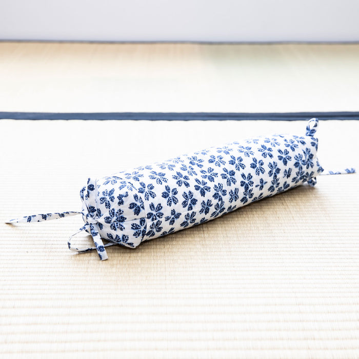 J-Life Plum Blossom Navy Buckwheat Hull Pillow - COVER ONLY