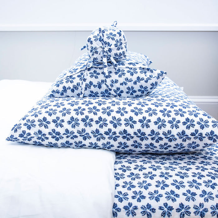 J-Life Plum Blossom Navy Buckwheat Hull Pillow - COVER ONLY