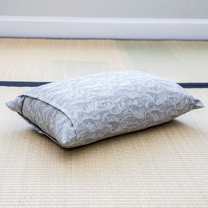J-Life Tidal Wave Gray Buckwheat Hull Pillow - COVER ONLY