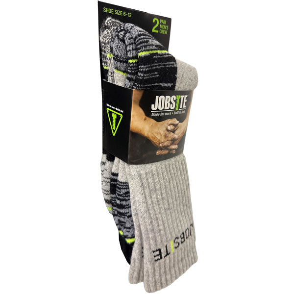 JOBSITE­™ 2 PAIR MENS WORK CREW SOCKS