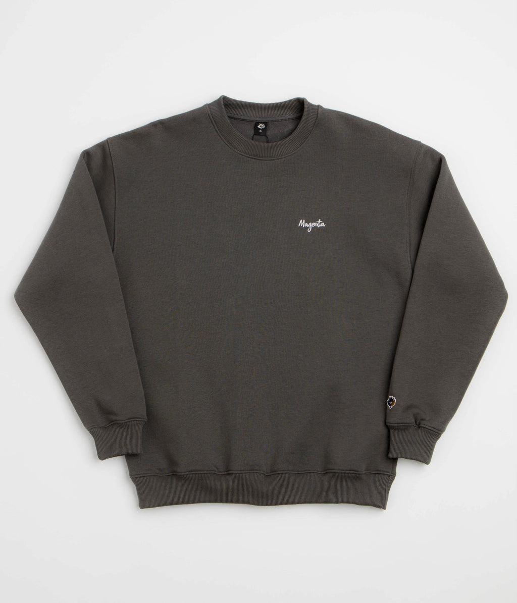 Magenta Script Crewneck Sweatshirt - Dark Charcoal