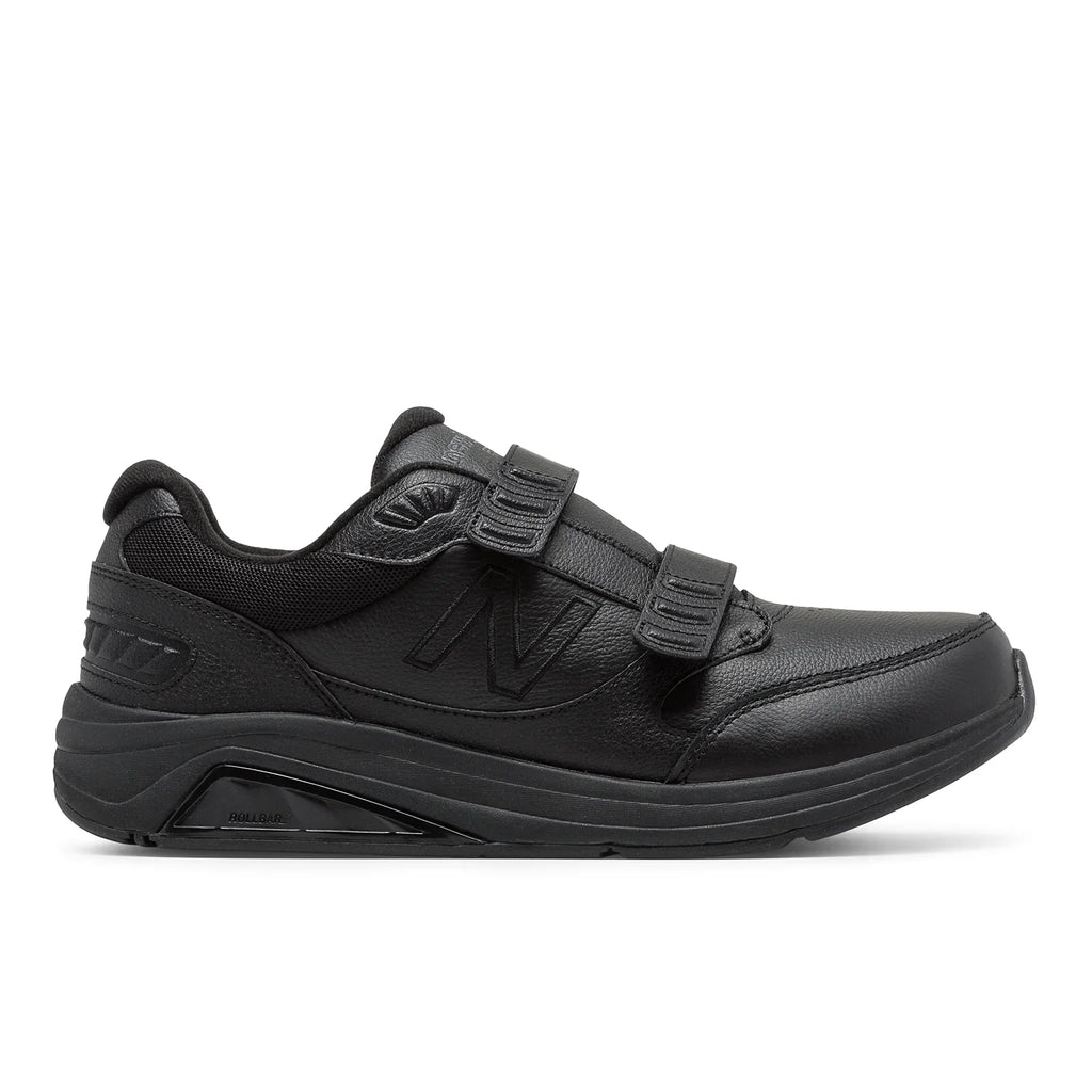 New Balance Men's Hook and Loop Leather 928v3 Walking Shoes in BLACK
