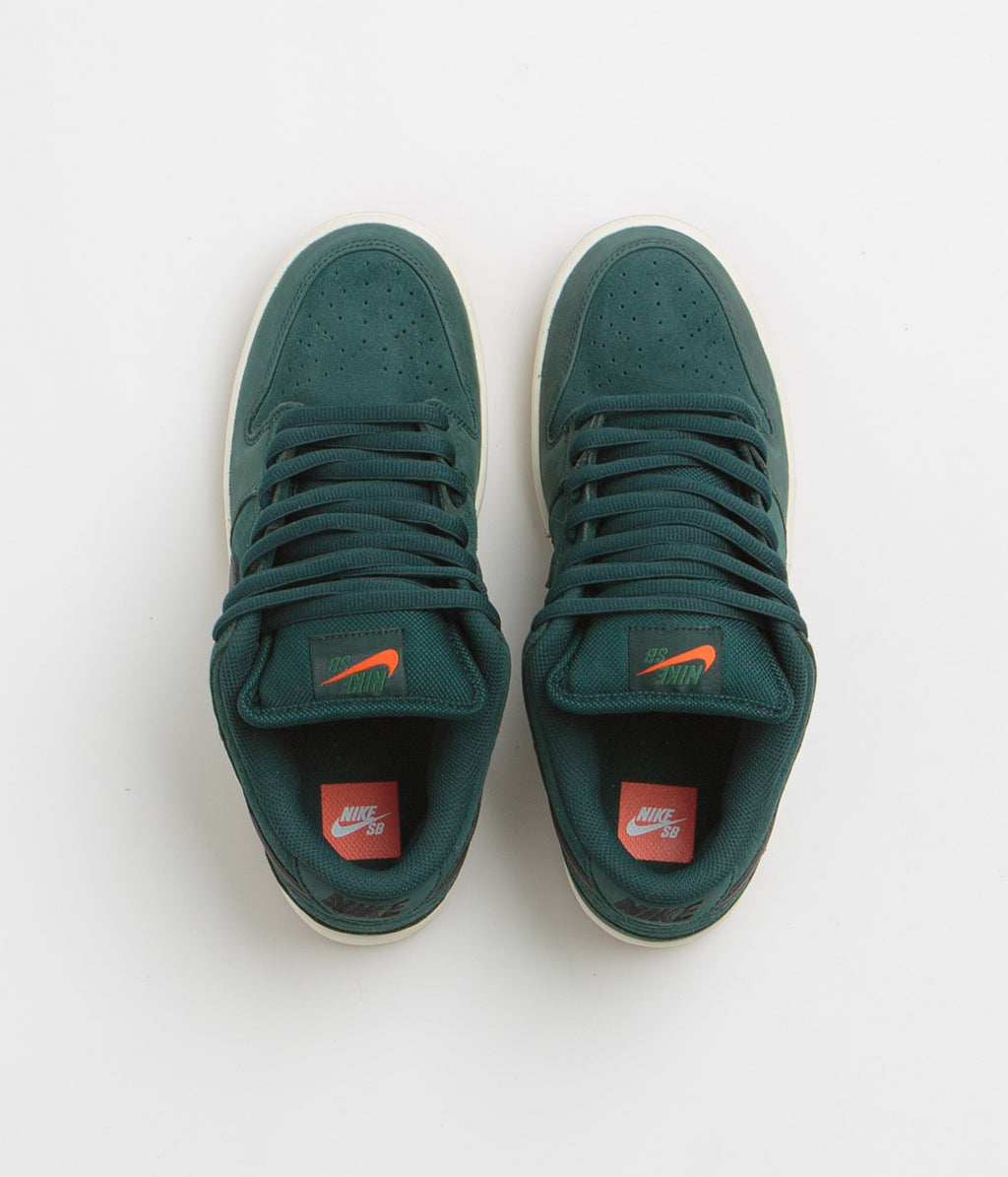 Nike SB Orange Label Dunk Low Pro Shoes - Deep Fir / Black - Fir - Sail