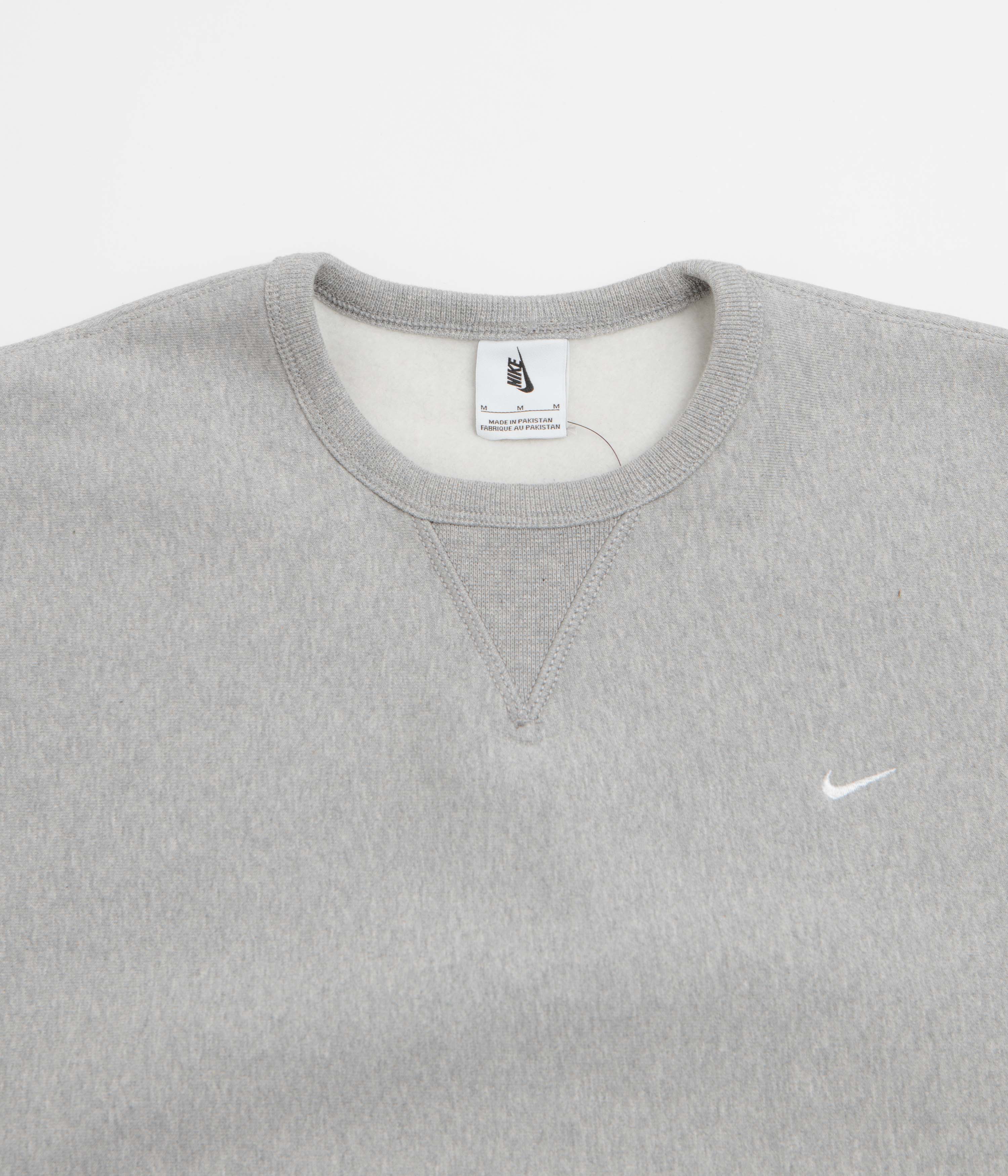 Nike Solo Swoosh Crewneck Sweatshirt - Dark Grey Heather / White / White
