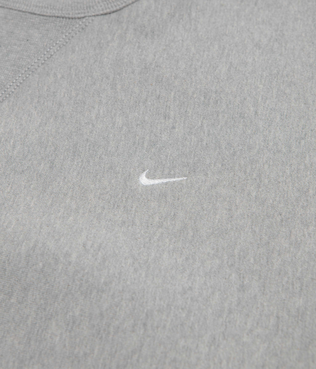 Nike Solo Swoosh Crewneck Sweatshirt - Dark Grey Heather / White / White