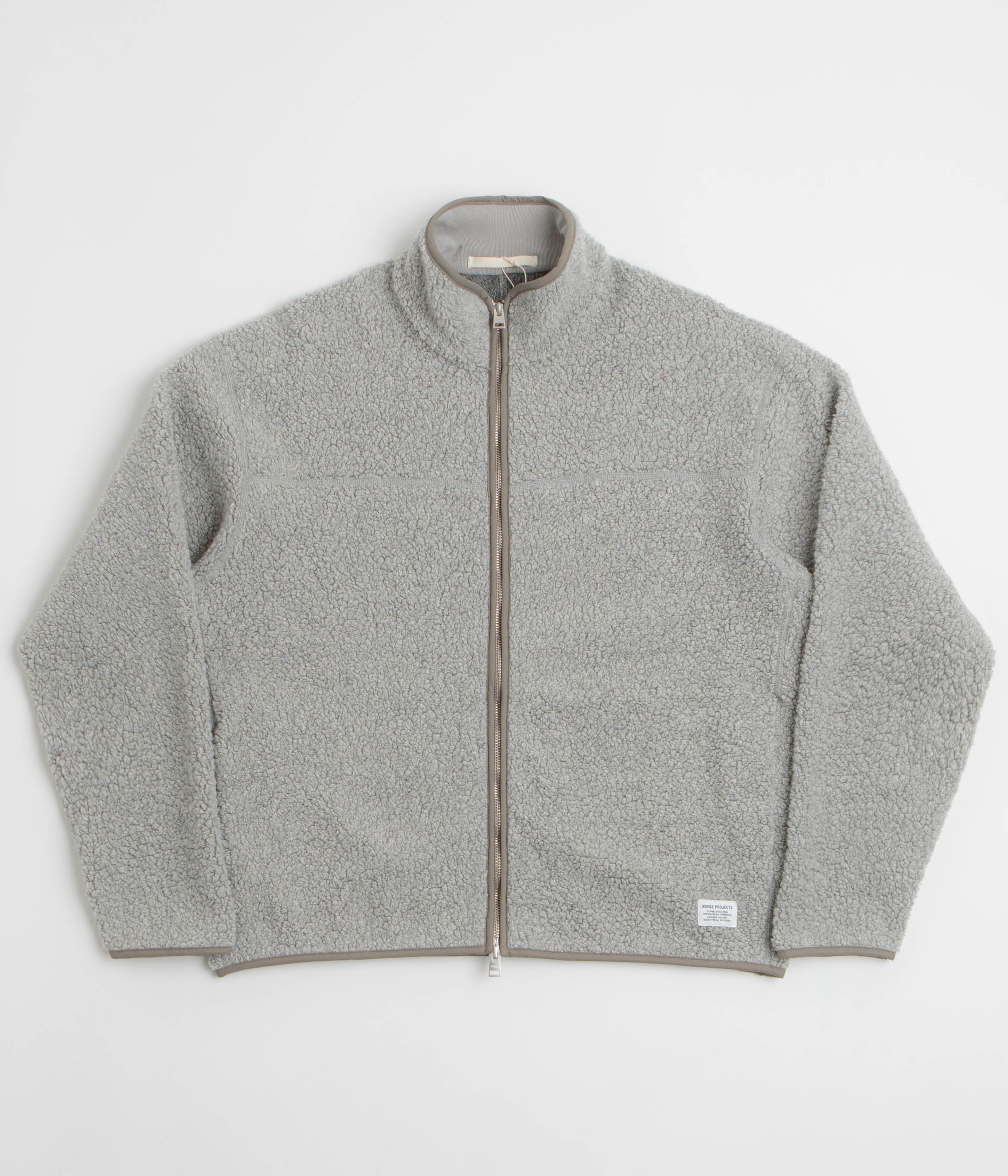 Norse Projects Bjorn Sherpa Wool Fleece Jacket - Grey Melange