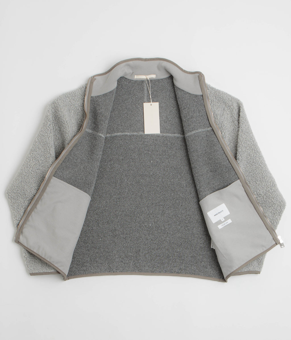 Norse Projects Bjorn Sherpa Wool Fleece Jacket - Grey Melange