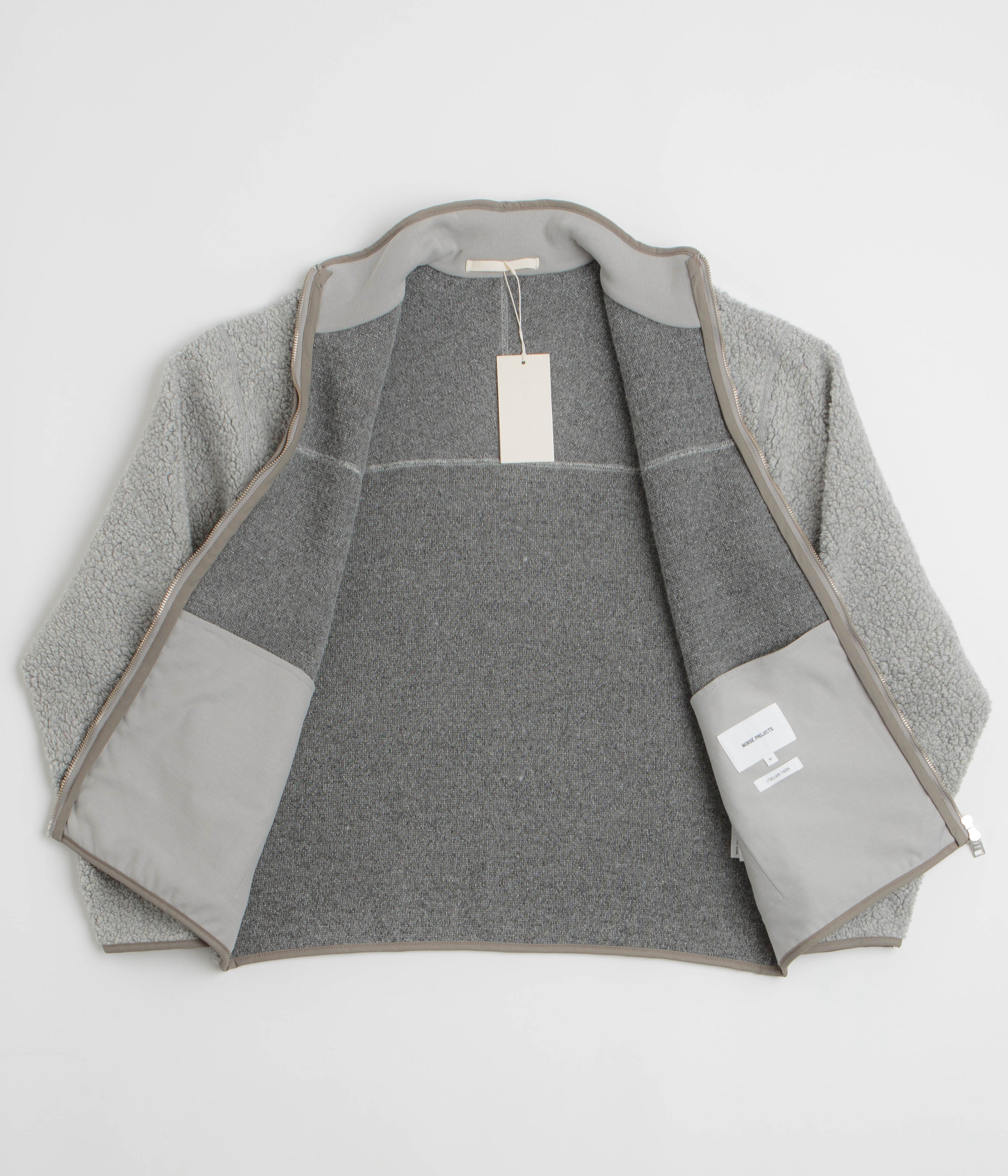 Norse Projects Bjorn Sherpa Wool Fleece Jacket - Grey Melange