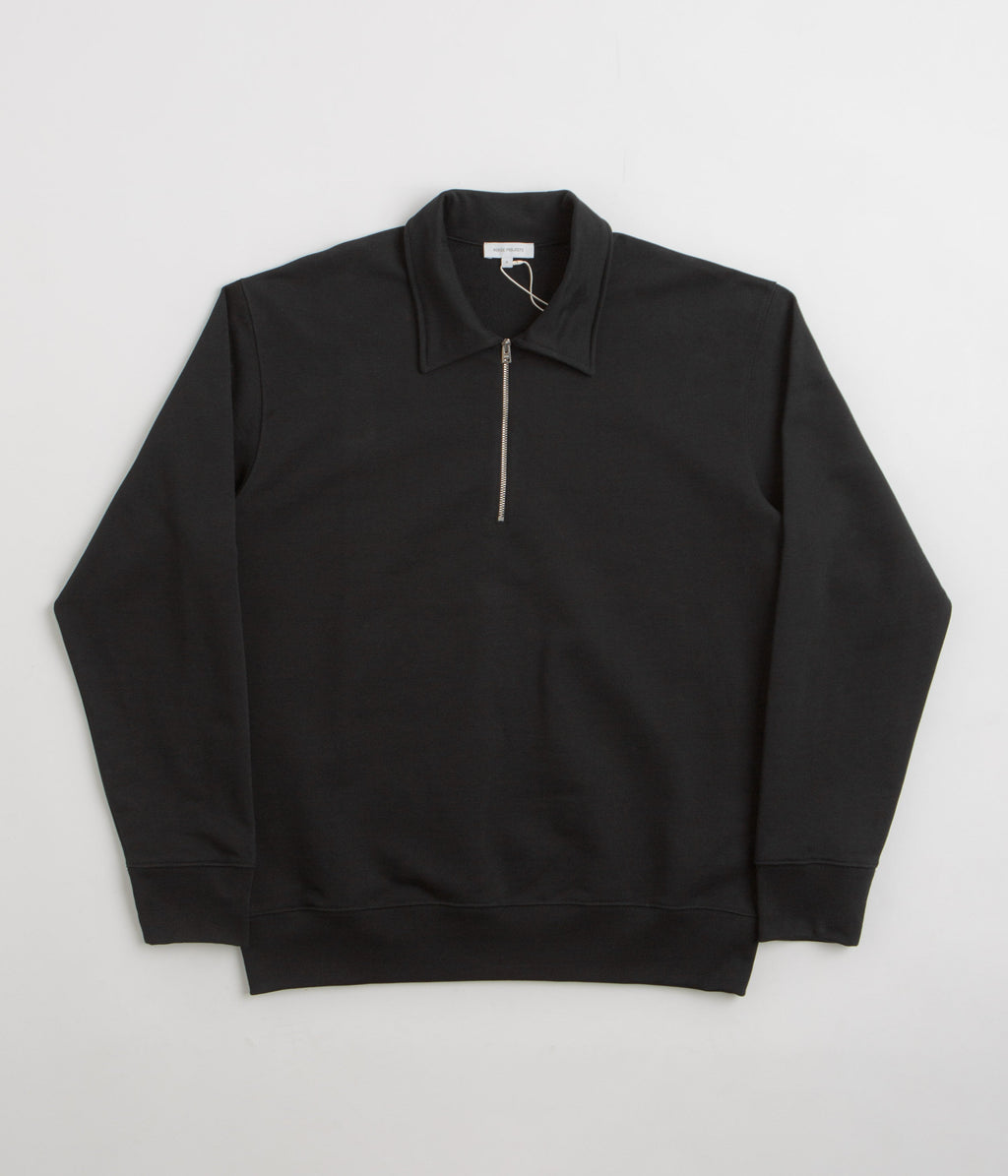 Norse Projects Standard Half Zip Sweatshirt - Black