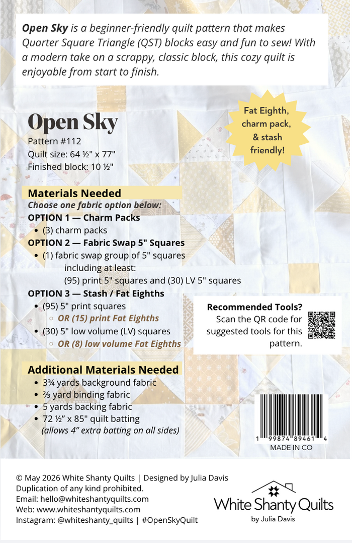 Open Sky PDF quilt pattern - Automatic Download