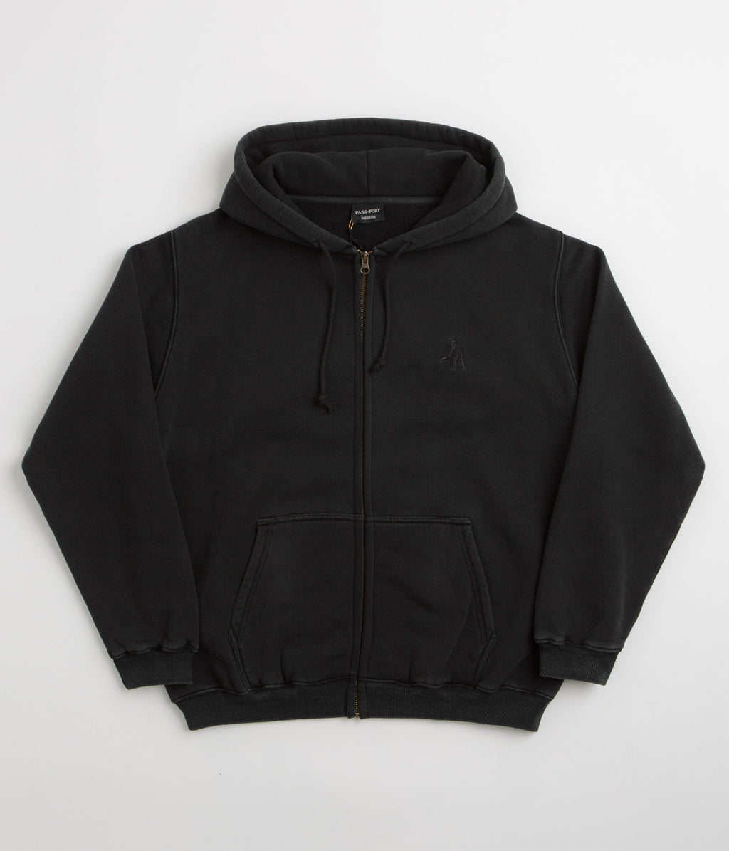 Pass Port Solid Workers Full Zip Hoodie - Black