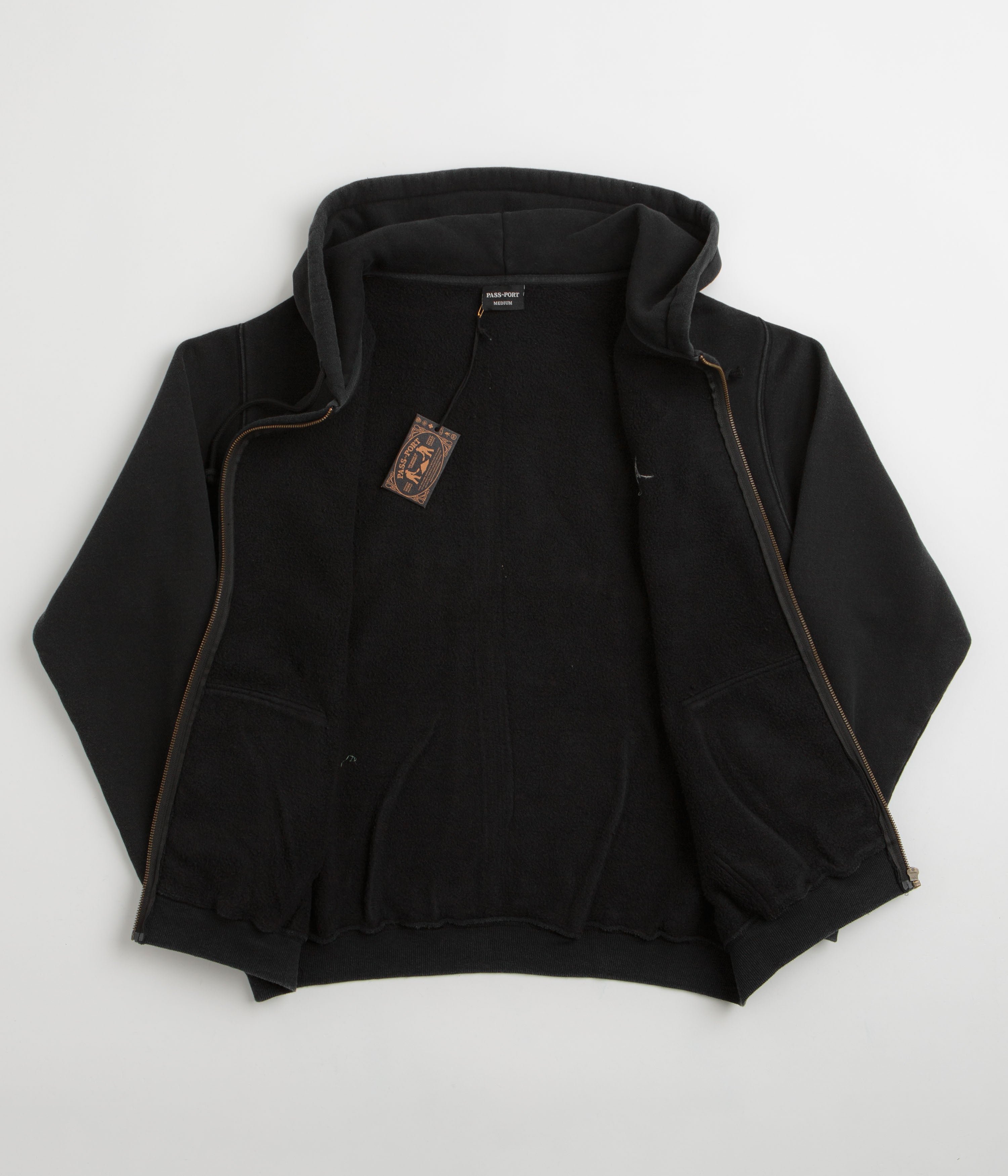 Pass Port Solid Workers Full Zip Hoodie - Black