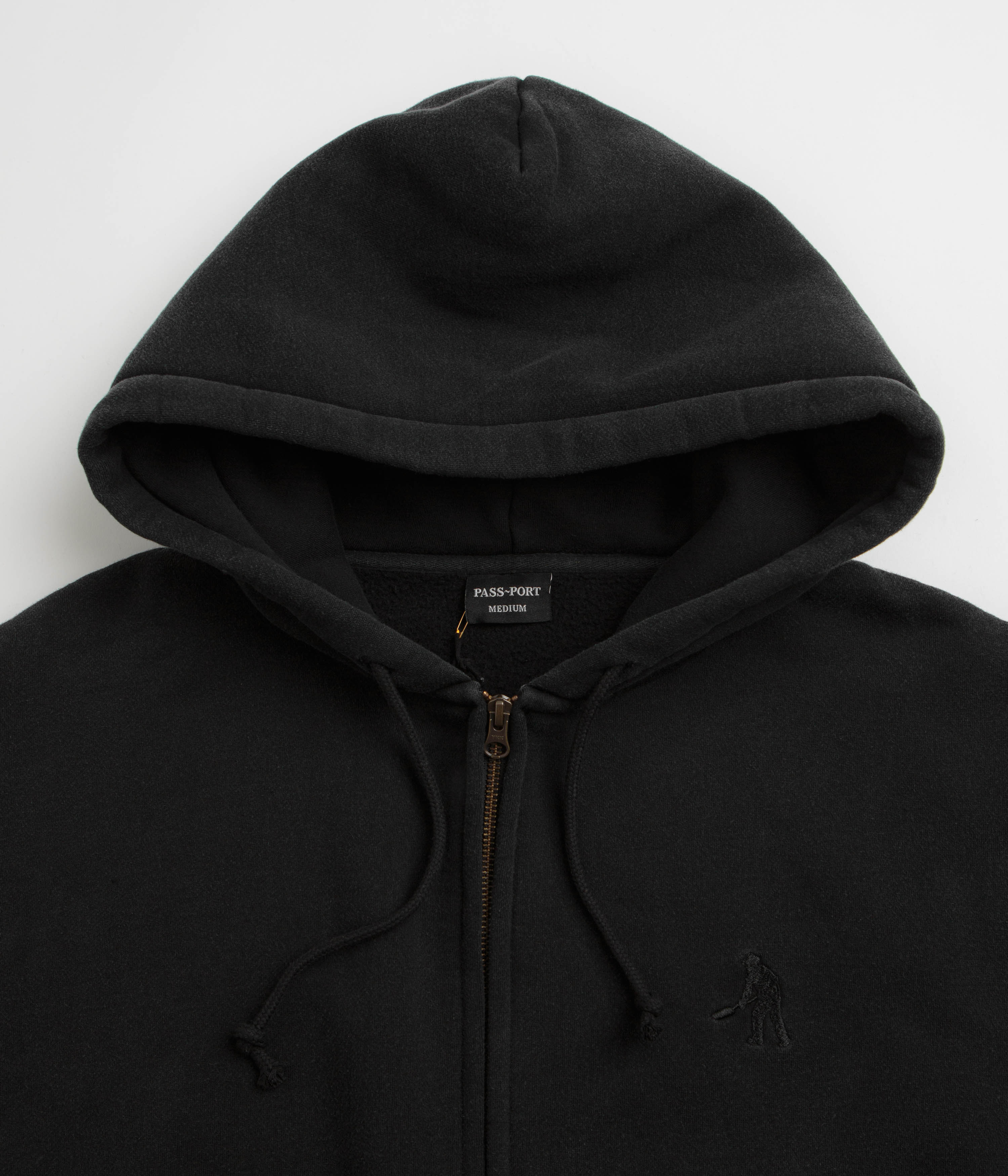 Pass Port Solid Workers Full Zip Hoodie - Black