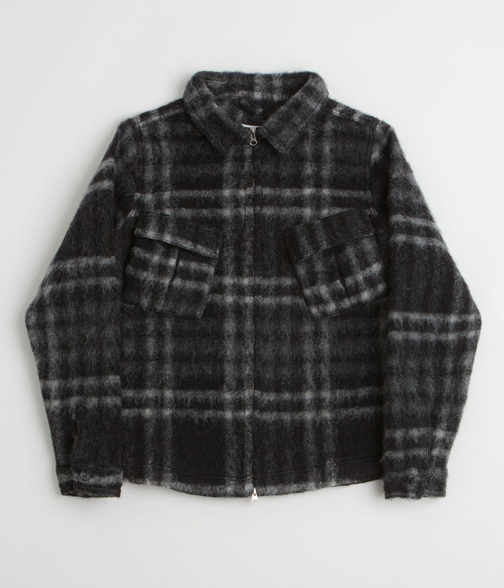 Pop Trading Company Checked Wool Shirt Jacket - Black / Charcoal
