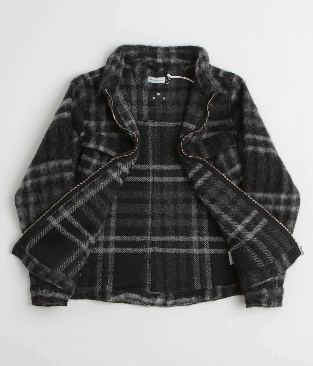 Pop Trading Company Checked Wool Shirt Jacket - Black / Charcoal