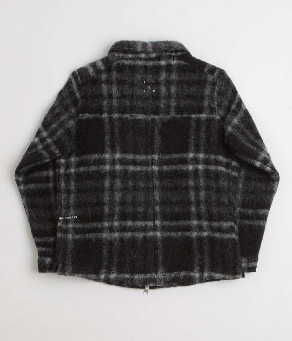 Pop Trading Company Checked Wool Shirt Jacket - Black / Charcoal