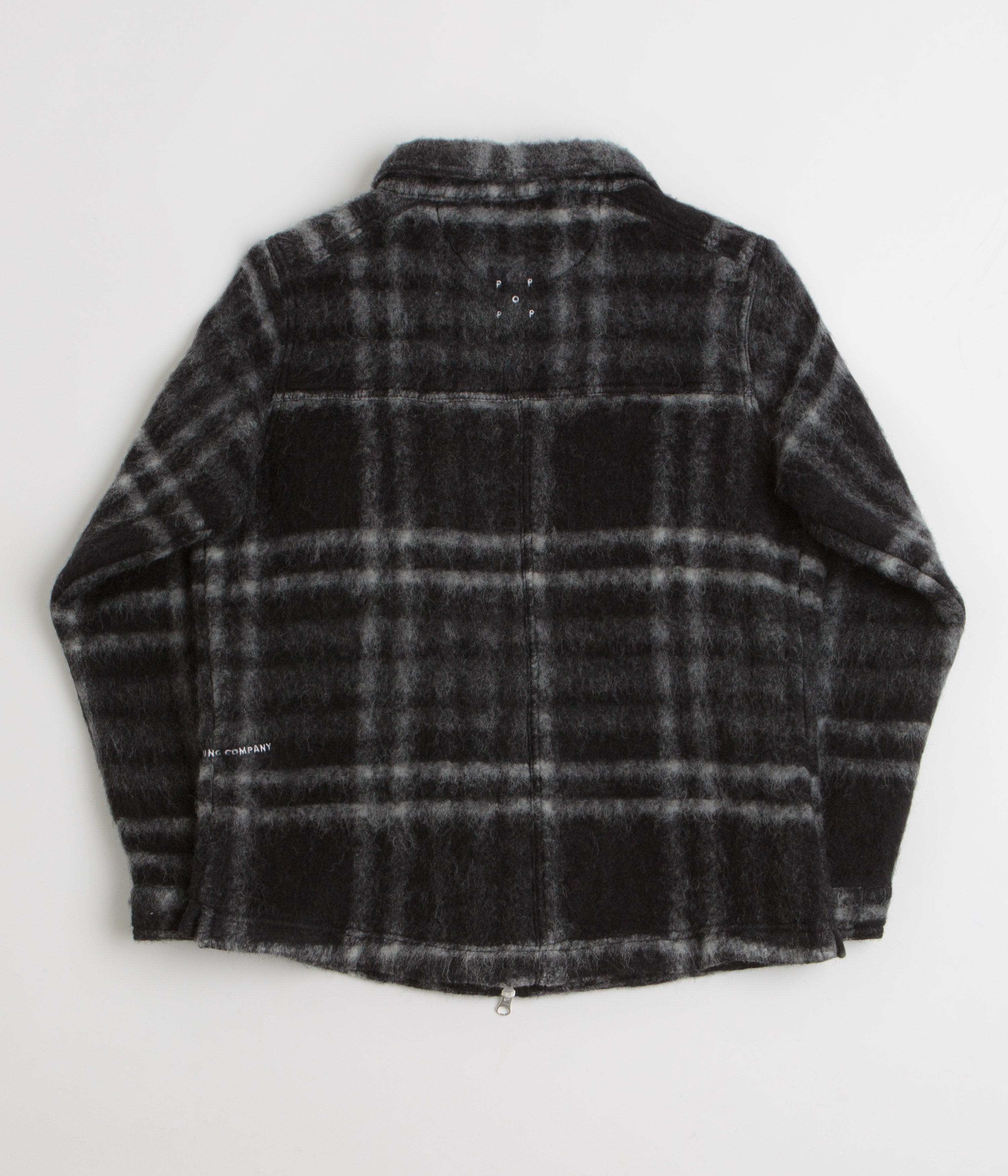 Pop Trading Company Checked Wool Shirt Jacket - Black / Charcoal