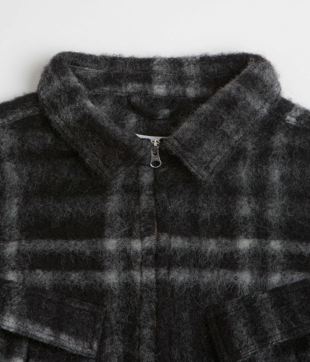 Pop Trading Company Checked Wool Shirt Jacket - Black / Charcoal